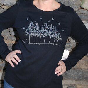 Christmas Winter Scene  RN rhinestone long sleeved shirt XS S M L XL XXL 1X2X…